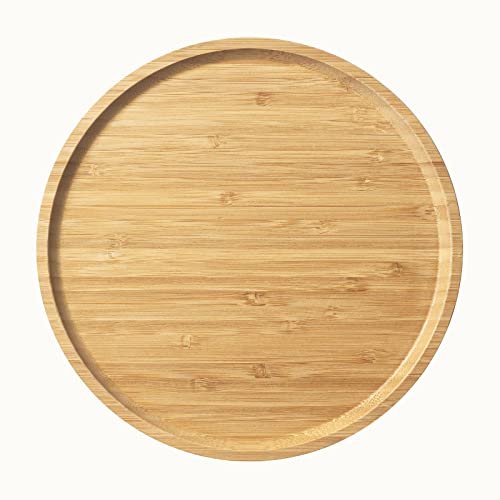 Bandeja de Bambu, Bandeja de Madera Redonda para Servir, Fuente de Bambú para Servir, Fruta, Pan, Plato de Ensalada, Tabla para Servir Charcutería (25 cm)