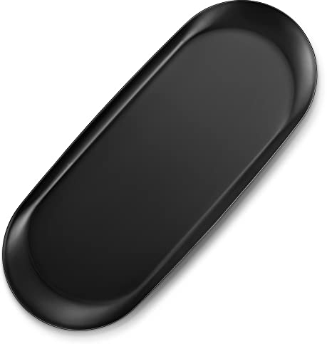 ecooe Edelstahl Deko Tablett Extra groß 30 x 12 cm Servierteller Dekoteller Schwarz Ablageschale Metall für Dessert Kosmetik Schmuck Kerzen (1 Stück)