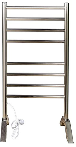 WPHH Calentador De Toallas para Baño, Radiador Toallero Eléctrico De Pie, Secador De Toallas con Calefacción De Acero Inoxidable 304 Pulido, 8 Barras, Fácil De Mover, 950X510x300mm
