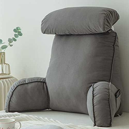 Lesekissen,Fernsehkissen,Rückenkissen mit Armlehnen,Multifunktionale ​Rückenstütze,ideal zum Lesen,kann als Nackenkissen ​verwendet Werden,Zur Entspannung,75×40×50cm (with headrest)