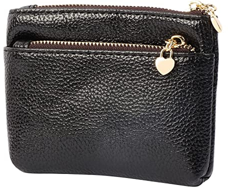 Damen Echtleder Münzbörsen Mini, Schlüsselbörse Geldbörse, Geldbörse Münzbeutel Klein Herren, Schlüsseltasche Leder Tasche mit Schlüsselanhänger