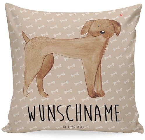 Mr. & Mrs. Panda Personalisiertes Kuschelkissen Hund Dogge - Personalisierte Geschenke, Kissen mit Namen, Kissenbezug personalisiert, Hundemotiv, Herz, Babykissen, Hunde