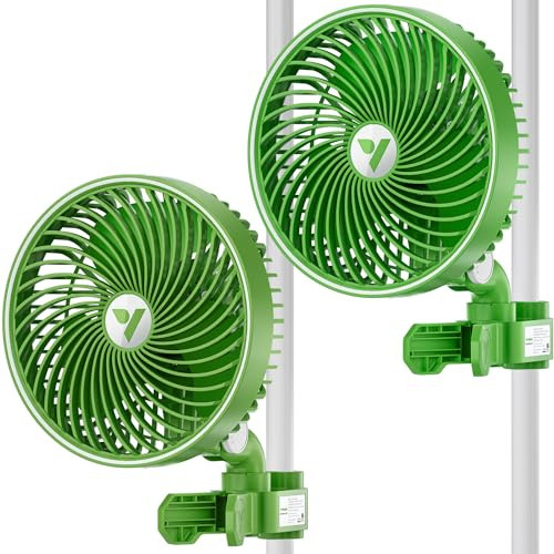 VIVOSUN 2er-Pack AeroWave E6 Grow Ventilator Oszillierend Clip Ventilator Grow 15cm, EC-Motor, Smarte WLAN-Steuerung, Wetterfest nach IP-54 für hydroponische Belüftung, Grün