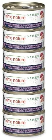Almo Nature HFC Natural Megapack, Nourriture Humide pour Chats - Thon, Poulet et Jambon - (6 boîtes de 70 g)
