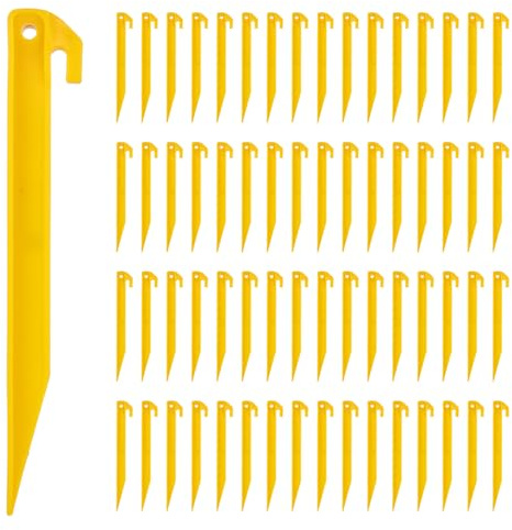 WOPPLXY 80 Pcs Plastic Tent Stakes - 9 Inch Tent Stakes Heavy Duty Tent Pegs Canopy Stakes Spike Hook, Plastic Stakes Awning Camping Pegs for Camping Outdoor Sand Beach Garden Lawn Stake