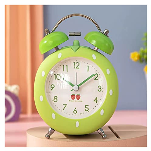 HARAY Sveglie Sveglia Doppia Campana Home Desktop Sveglia Scrivania Tavolo Orologio Analogico Silenzioso con Luce Notturna Sveglie per bambini (Color : Green)