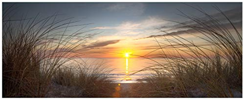 Wallario Wandbild aus Acryl, 50 x 125 cm, freischwebende Optik - Sonnenuntergang am Strand