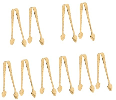 TOPBATHY 10pcs Sugar Tongs Gold Vintage Style Stainless Steel Tongs for Appetizers Sandwiches Serving