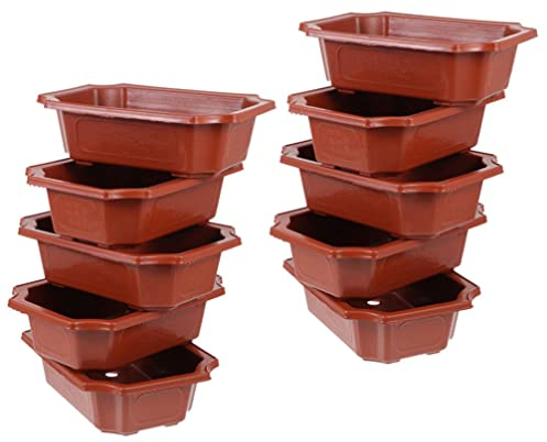 BESPORTBLE 10 Stück Bonsai Topf aus Kunststoff Rechteckig Rot Leichter Blumentopf für Zuhause mit Vintage Stil für Sommerurlaub und Gartenpflanzen