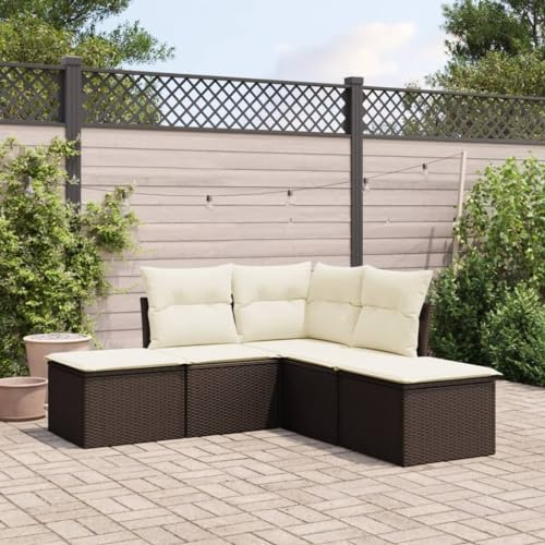 Rantry 5-TLG. Garten-Sofagarnitur mit Kissen Braun Poly Rattan Gartenmöbel Model3217723