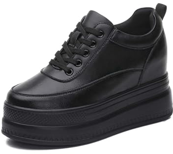 MIXSEN Baskets Compensées Femme 9cm Chaussures en Cuir Compensées Sneakers Talons Wedge Légères Respirante