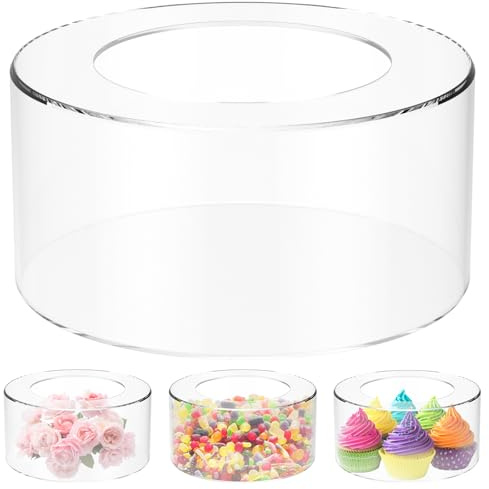 Alzata per torte in acrilico riempibile, trasparente, a cilindro, supporto decorativo per torte, espositore rotondo per torte, riutilizzabile, per feste, matrimoni, compleanni (20 cm)