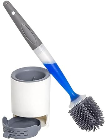 Somoke Brosse de toilette, poignée rechargeable, distribue le gel nettoyant, support ventilé pour le rangement sanitaire – Brosse à récurer WC
