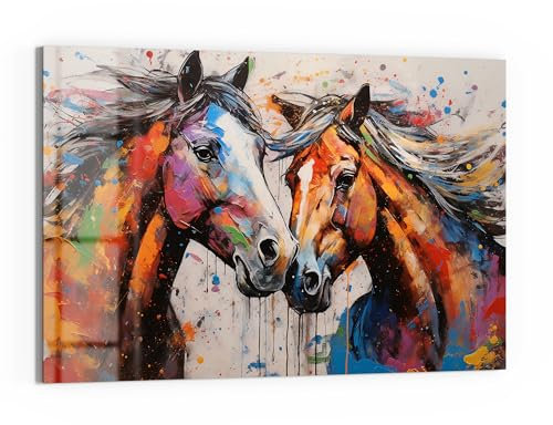 DEQORI Glas-Magnettafel | 60x40 cm cm groß | Motiv Wildes Pferdefeuer | Memo-Board aus Glas | Magnetboard inkl. Magnete, Stift & Tuch für Küche & Büro | Tafel magnetisch & beschreibbar