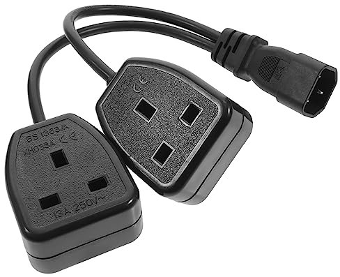 Uonlytech Cavo Di Alimentazione Iec y Splitter Tripolare Per Prese Uk Prolunga Per Router Monitor e Laptop Design Pratico e Sicuro