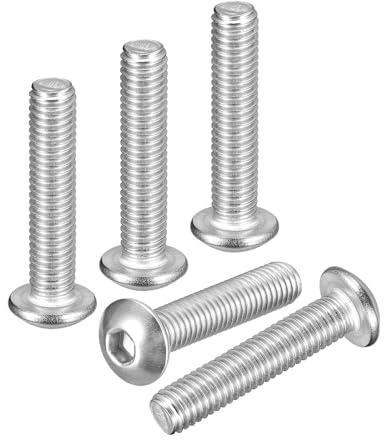 DTGN M5-0.8x25mm Linsenkopfschrauben mit Innensechskant - 60er Pack - Gut für Rennrad, Mountainbike, Auto, Motorrad - 304 Edelstahl weiß lackiert - Sechskant-Antriebsbefestigungen