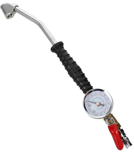 PLAFOPE Luftdruck Werkzeug Fahrrad Pumpe Luft Reifendruckprüfer Mit Schnellanschluss Robuster Luftdruckmesser Für Autos Lkw Und Fahrräder Präziser Manometer Für Optimale Reifendruckmessung 0 Psi
