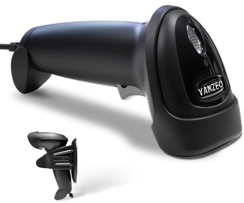 YANZEO S200 2D - Scanner di codici a barre USB ad alta velocità con supporto a mani libere, scanner di codice QR per POS, inventario e vendita al dettaglio - Plug & Play