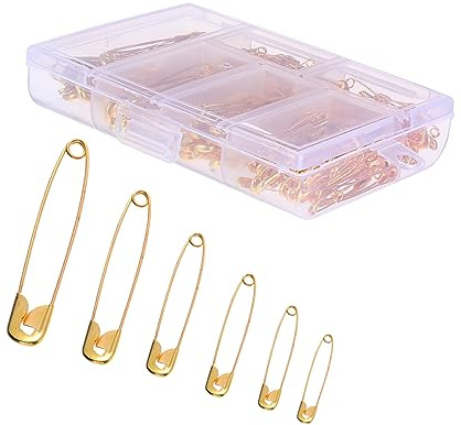 SEWACC 250PCS High Grade Steel Safety Pins with Finish for Sewing Crafting and Clothing Fastening Easy Open Design with Safety Clasp to Prevent Accidents
