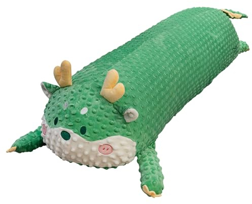 90CM Lange Kissen Grüner Drache Seitenschläferkissen Plüsch Körperkissen Kuscheltier Kawaii Sofakissen Abnehmbar Schlafkissen Wurfkissen Body Pillow Haushalt Tierkissen Geschenke Für Freunde Kinder