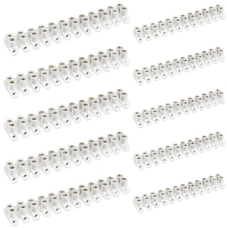 Uoxmiy 10 Pack Electrical Connector Blocks 3A/20A Dual Row 12 Way White Terminal Block Strip Electrical Wire Connectors for Wiring Cable Dual Row,Easy Attachment Home Appliances