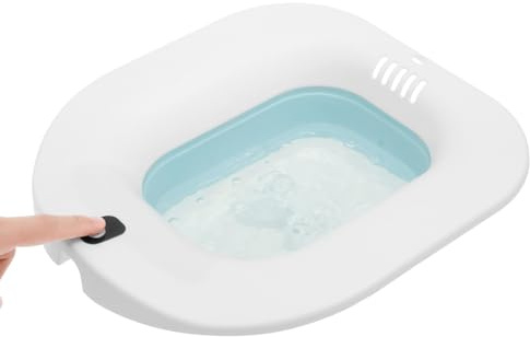 Electric Sitz Bath, Foldable Sitz Baths for Toilet Seat Adjustable Water Spray 300 lbs Load Capacity, Portable Hip Bath Bowl for Hemorrhoids Treatment and Post Partum Care(Blue)