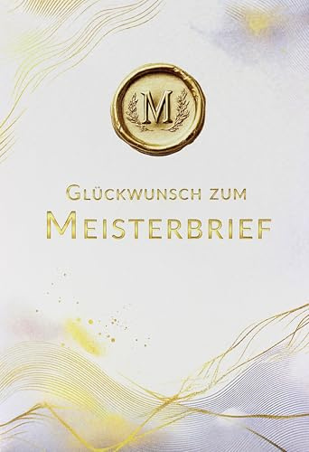 Kurt Eulzer Grußkarte zum Meisterbrief Glückwunschkarte zur Meisterprüfung edles Design 11,5 x 17 cm inkl Umschlag FSC Papier Innen weiß, Meister Brief Karte