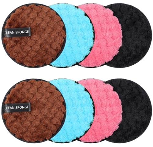 EJRUP 8 Pcs Coton Démaquillant Lavable,Disque Démaquillant Réutilisable en Microfibres,Nettoyantes Double Face,pour Nettoyage du Visage, Soins de la Peau,DéMaquillant
