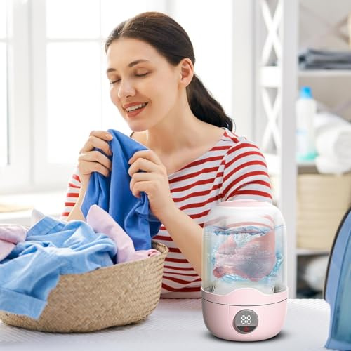 Mini laveuse à linge – Machine de nettoyage portable rechargeable, automatique pour sous-vêtements, chaussettes, gobelet, outil de lavage de voyage compact | petits espaces, camping-cars, appartements