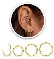 LOLIAS Nasenring Gold Silber Dünn Nasenpiercing Ring Titan für Damen Herren | 20G/18G Septum Piercing Tragus Daith Lippe Conch Rings Helix Piercing Ohr Nasen Piercing Ringe Schmuck 6/8/10/12MM