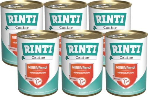 arelf Bundle RINTI Canine Renal Rind 6x400g + Alpha Spirit Snack | 5,2 % Protein | natrium- & phosphorarm | ausgewählte Proteinquellen | angepasste Mineralstoffzusammensetzung