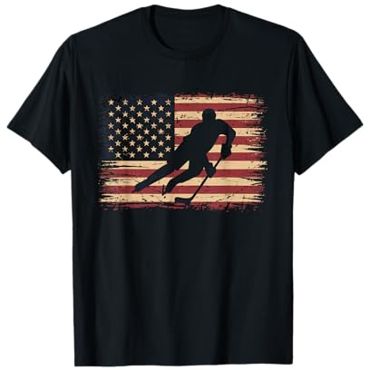 Camiseta De Hockey con Bandera Americana para Hombre Y Niña, Camiseta