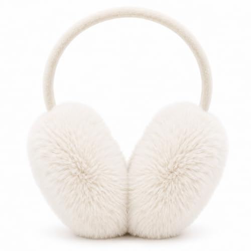 Huccik Ohrenwärmer Damen Winter – Faltbare Ohrenschützer für Erwachsene, Earmuffs Winter Women, Hochwertiges Kunstfell (Faux Rabbit Fur), extra flauschig & warm, verstellbar