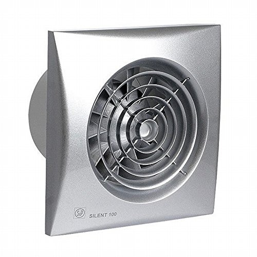 Soler & Palau; SILENT-100 CHZ SILVER; Extractor de baño ultrasilencioso + humidistato + temporizador regulable, color plata, diam 100mm.