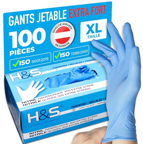 ISC Hygiene & Safety Einweghandschuhe Nitril – Blau Extra Stark, XL | latexfrei, Handschuhe Einweg, Einmalhandschuhe, Nitrilhandschuhe, Gummihandschuhe, puderfrei
