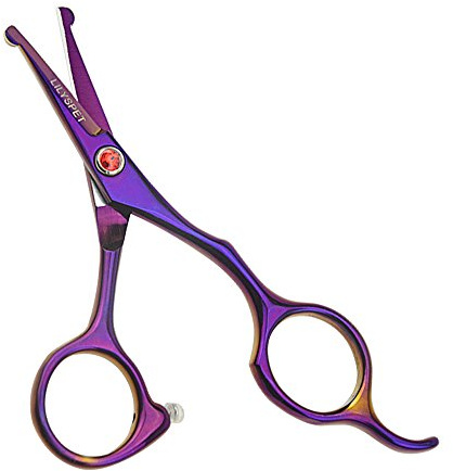 LILYS PET 5.0 Stainless Steel Small Ball Tip Facial Hair Scissors for Nose Hair,Ear Hair,Face Hair,Paw Hair (Purple)