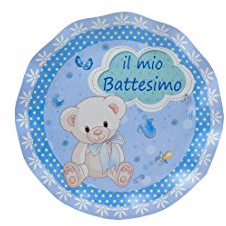 graziano piattini dessert battesimo Teddy celeste 40 pz