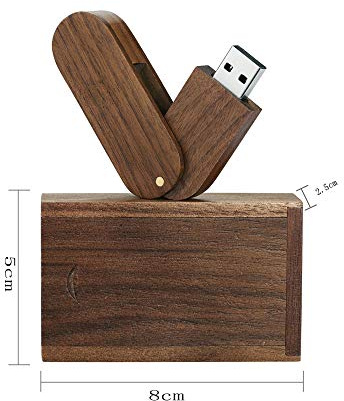 Garrulax Memoria USB, Pendive USB 2.0, Premium Madera Maciza Rotación 8GB / 16GB / 32GB Alta Velocidad Memorias Pen Drive con Caja de Madera