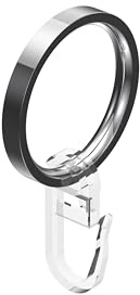 INTERDECO Gardinenstangen Gardinenringe, aus Metall, Chrom, Flachringe mit Faltenhaken für Vorhangstangen 20 mm, Ringe in 33 x 27 mm, Typ 1120506, 12 Stück