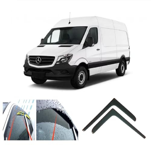 2 x kompatibel mit Mercedes Sprinter 906 (2006-2018) V W Crafter LT3 (2006-2017) Windabweiser Dark Smoke getöntes Acrylglas Tür Seitenfenster In-Kanal Visiere Regen Schnee Sonnenschutz