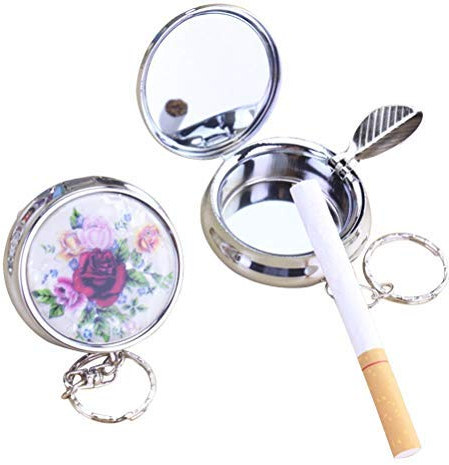 iwobi 2 Stücke Zigaretten Taschenascher Taschenaschenbecher Reise Aschenbecher Mini Aschenbecher Schlüsselanhänger für Reise Unterwegs (Zufallsmuster)