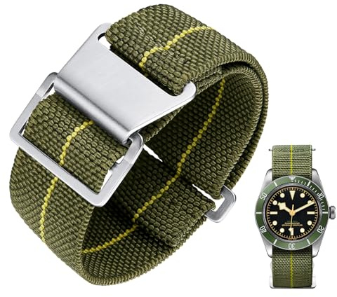 BINLUN Elastiskt klockarmband av nylon i marin stil med fallskärm Ersättande klockarmband av tyg med krok och ögla Svart/silver Män Kvinnor 13 färger 3 storlekar 18/20/22mm