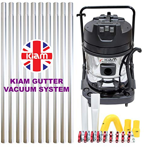 Equip2clean KV60-3 Industrial Vacuum Cleaner with 40ft Aluminium Gutter Pole Kit | 3600W Triple Motor | Side Entry Inlet | For Wet & Dry Gutter Cleaning | Professional Corded Vacuum Cleaner