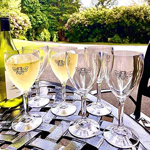 Set di 6 bicchieri da vino a forma di ape, in policarbonato, praticamente indistruttibili, da casa in campagna, vasca idromassaggio, matrimoni, celebrazioni, fidanzamenti, feste