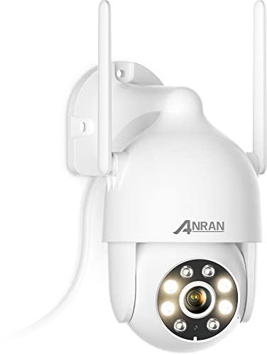 ANRAN Telecamera Wi-Fi Esterno 2K HD, Videocamera Sorveglianza con WiFi 2,4/5 GHz, 360° PTZ, Tracciamento Automatico, Rilevamento PIR, Visione Notturna a Colori, Sirena, Audio Bidirezionale, P2