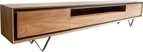 DELIFE TV-Board Stonegrace Akazie Natur 240 cm 2 Türen 1 Fach 2 Schübe
