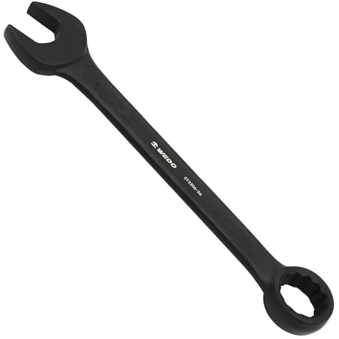 WEDO Ringmaulschlüssel, Größe 24 mm, Länge 265 mm, einmalig gesenkgeschmiedet, starkes Drehmoment, hohe Festigkeit, Verschleißfestigkeit, schwarze Sprühoberfläche, 40 Chromstahl, DIN3113-Standard
