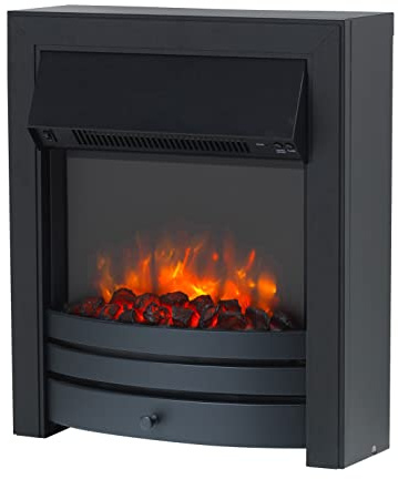 Endeavour Fires Roxby Inset Electric Fire, Black, 110 mm Full-Depth Spacer | Freestanding Flat-Wall Fit, Trim and Fret, 1–2kW Heater, 5-Level LED Flame, Coal Effect, LCD Remote, 7-Day Timer, Thermostat