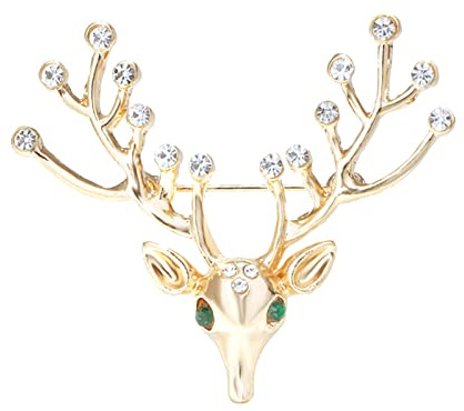 Kristall-Brosche mit Hirschgeweih, eleganter Elchkopf, Tier-Statement-Brosche, modische Anstecknadel, Schmuck, Accessoires für Männer und Frauen, Geschenk, Zink, Kristall, Strass, Silber, Zink,