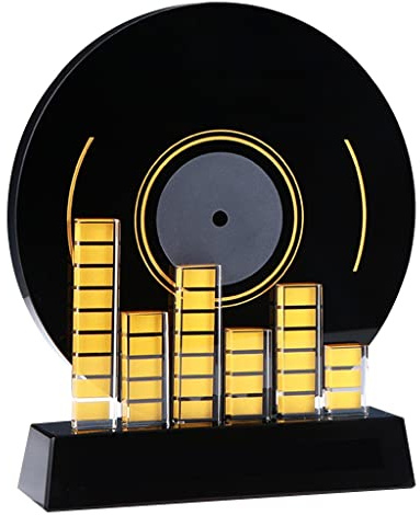 Pokale, Medaillen Auszeichnungen Schwarze Kristalltrophäe Trophäe Für Musikpreisverleihung DJ Disc Award Souvenir-Trophäe Wettbewerb Trophäe Mit Gravur Musikplatten-Trophäe Pokale